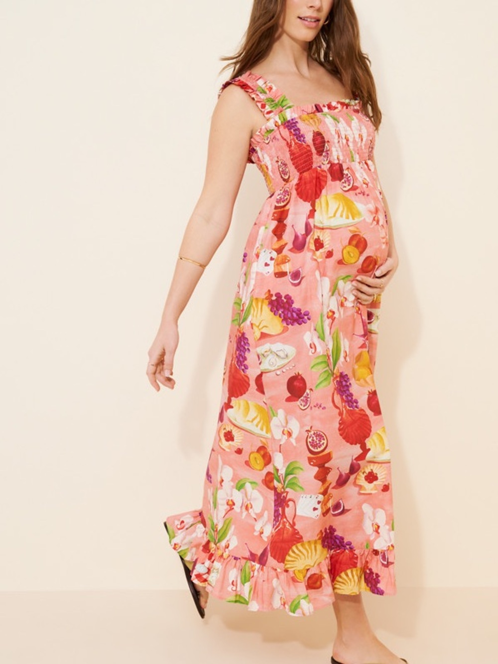FARM Rio Pink Tropical Fruit-Print Maxi Dress